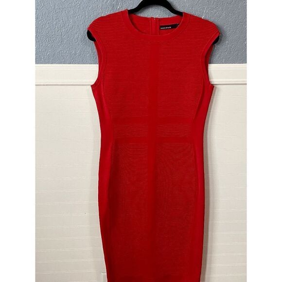Karen Millen Women's Crew Neck Sleeveless Sheath Dress Red - Picture 6 of 11